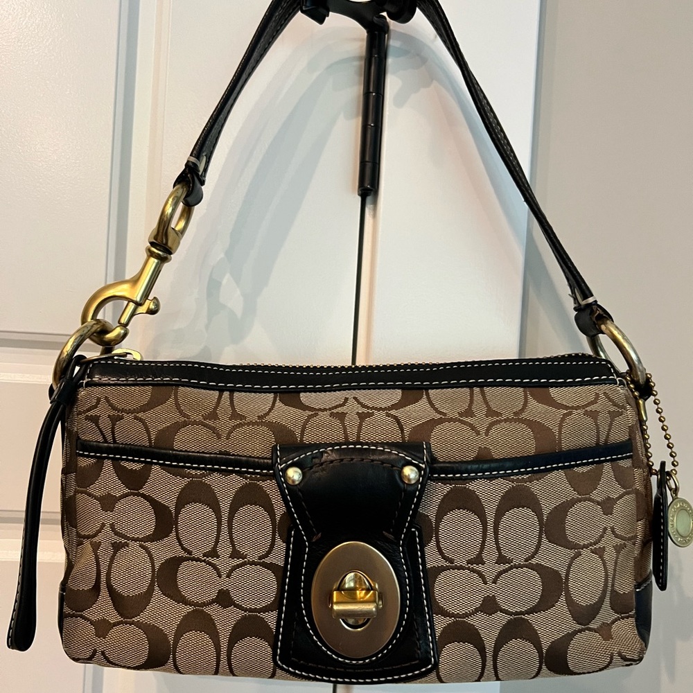 Authentic Coach fabric with leather trim purse